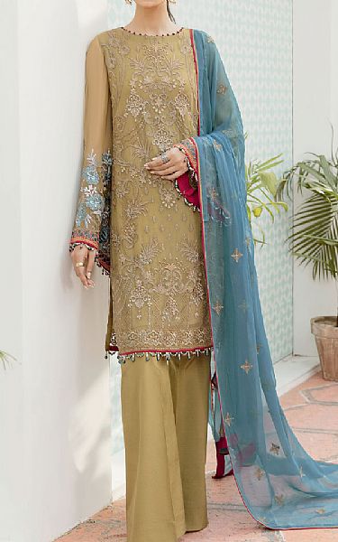 Flossie Ecru Brown Chiffon Suit | Pakistani Dresses in USA- Image 1