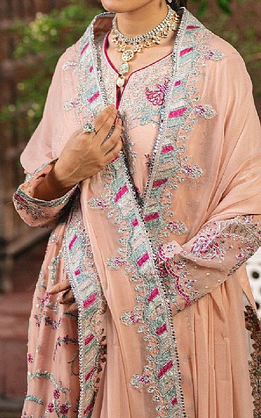 Freesia Peach Chiffon Suit | Pakistani Embroidered Chiffon Dresses USA- Image 3