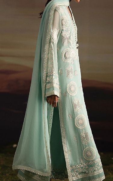 Freesia Turquoise Chiffon Suit | Pakistani Embroidered Chiffon Dresses USA- Image 2