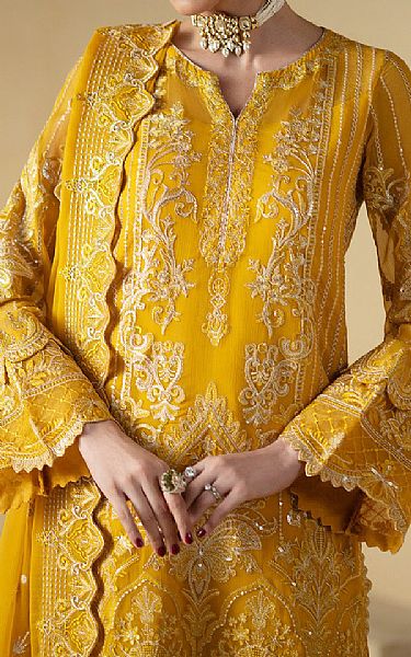 Freesia Mustard Chiffon Suit | Pakistani Embroidered Chiffon Dresses USA- Image 3