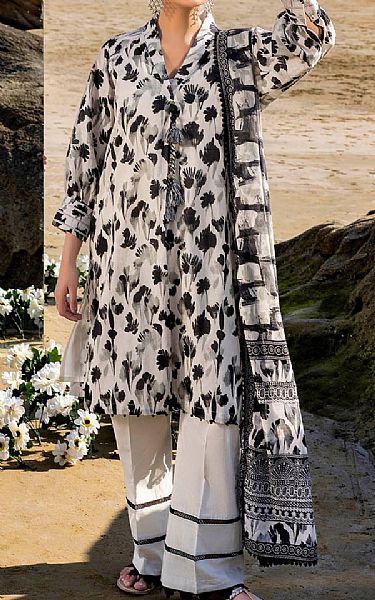 Gul Ahmed White/Black Lawn Suit | Pakistani Lawn Dress in USA- Image 1