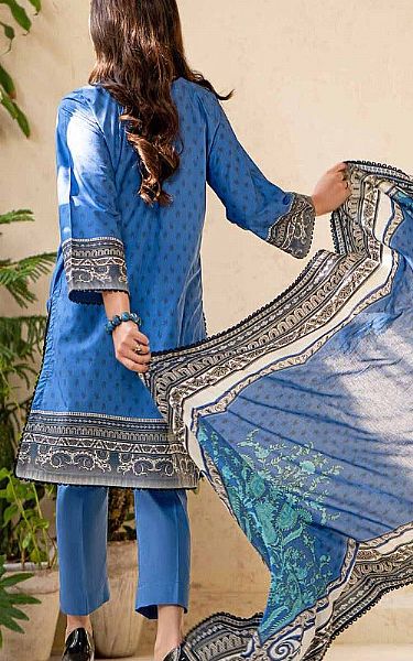 Gul Ahmed Grey/Blue Lawn Suit | Pakistani Lawn Suits- Image 2