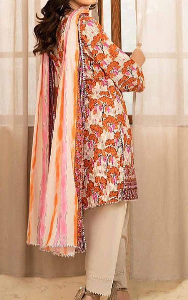 Gul Ahmed Ivory/Rust Lawn Suit | Pakistani Lawn Dress in USA- Image 2