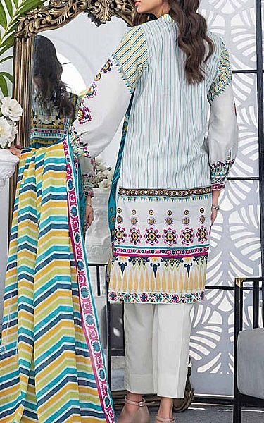 Gul Ahmed White/Turquoise Lawn Suit | Pakistani Lawn Suits- Image 2