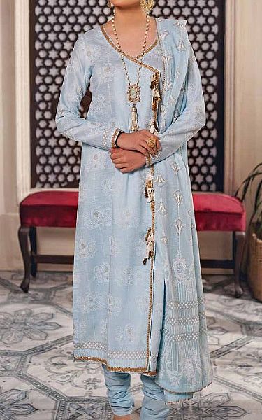 Gul Ahmed Baby Blue Lawn Suit | Pakistani Lawn Suits- Image 1