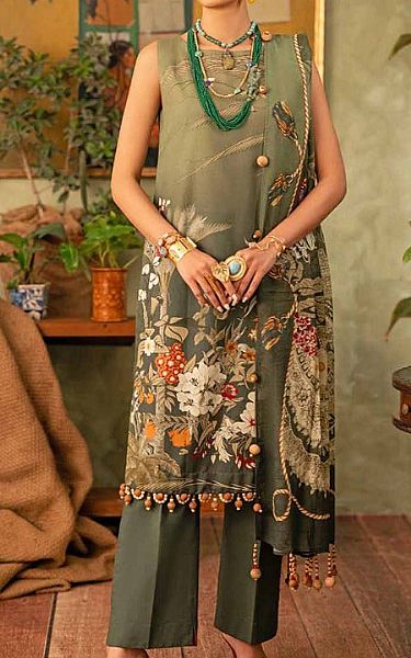 Gul Ahmed Forest Green Lawn Suit | Pakistani Lawn Suits- Image 1