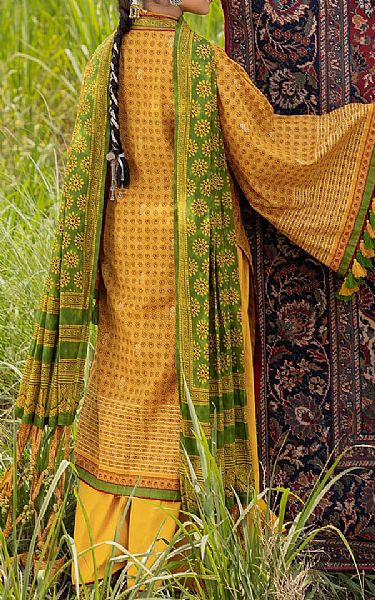 Gul Ahmed Sand Gold Lawn Suit | Pakistani Lawn Dress in USA- Image 2