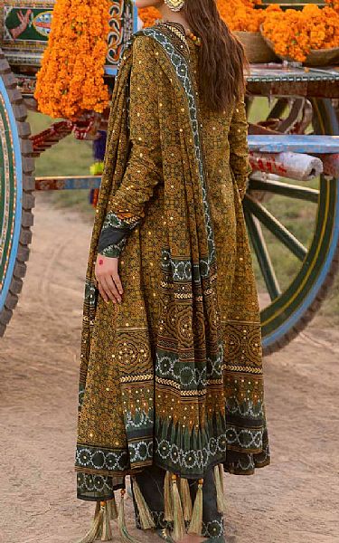 Gul Ahmed Olive Green Lawn Suit | Pakistani Lawn Dress in USA- Image 2