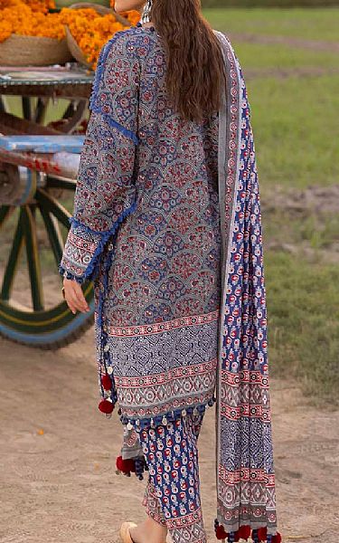 Gul Ahmed Grey/Blue Lawn Suit | Pakistani Lawn Dress in USA- Image 2