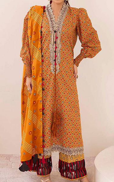Gul Ahmed Mustard Lawn Suit | Pakistani Lawn Dress in USA- Image 1
