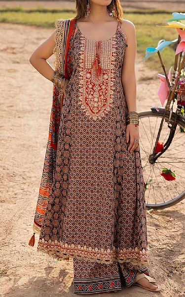 Gul Ahmed Mauve/Beige Lawn Suit | Pakistani Lawn Dress in USA- Image 1
