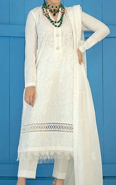 Gul Ahmed White Lawn Suit | Pakistani Lawn Suits- Image 1