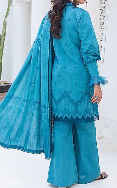 Gul Ahmed Pacific Blue Jacquard Suit | Pakistani Lawn Suits- Image 2