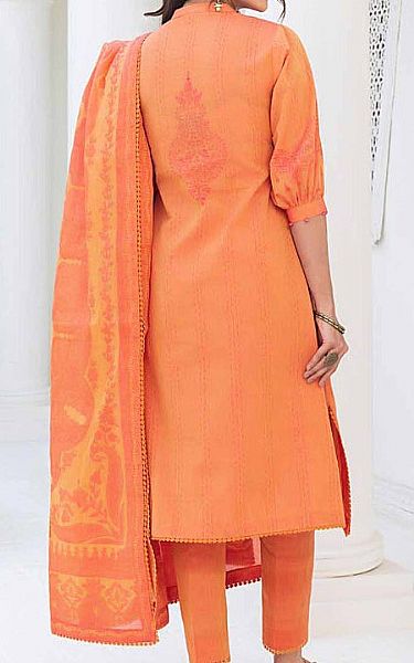 Gul Ahmed Orange Jacquard Suit | Pakistani Lawn Dress in USA- Image 2