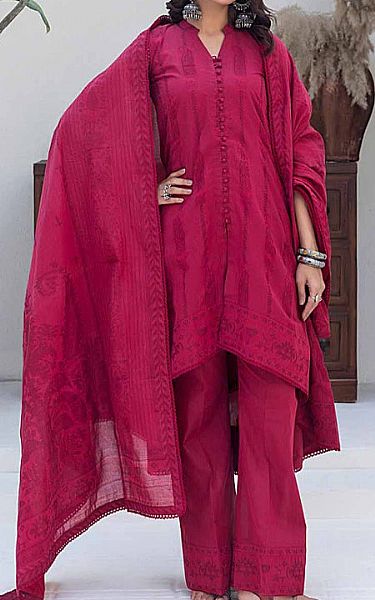 Gul Ahmed Rich Maroon Jacquard Suit | Pakistani Lawn Suits- Image 1