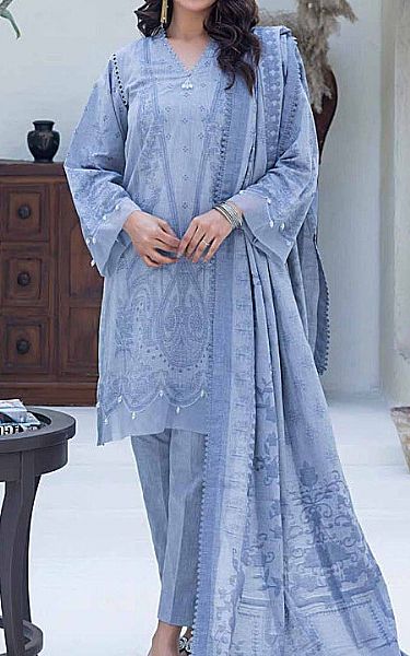 Gul Ahmed Cadet Blue Jacquard Suit | Pakistani Lawn Suits- Image 1