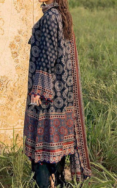 Gul Ahmed Charcoal Grey Raw Silk Suit | Pakistani Lawn Dress in USA- Image 2