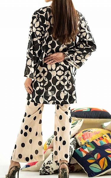 Gul Ahmed Off-white/Black Lawn Suit (2 Pcs) | Pakistani Lawn Dress in USA- Image 2