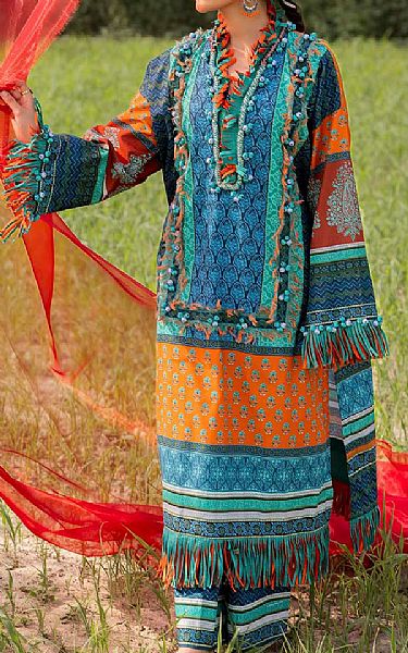 Gul Ahmed Multicolor Lawn Suit (2 Pcs) | Pakistani Lawn Dress in USA- Image 1