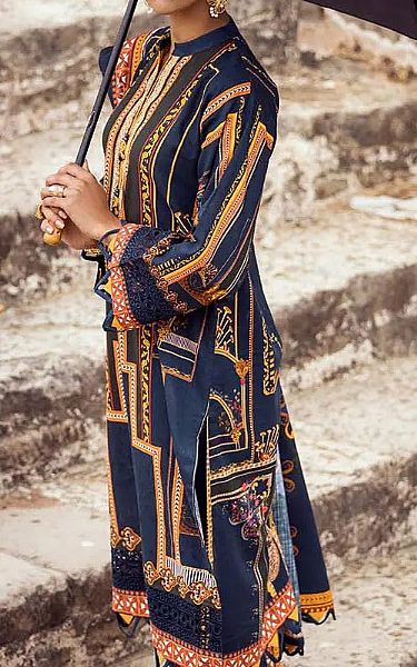 Gul Ahmed Mustard/Blue Khaddar Suit | Pakistani Dresses in USA- Image 2
