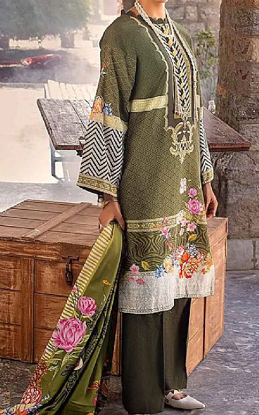Gul Ahmed Green Khaddar Suit | Pakistani Dresses in USA- Image 1
