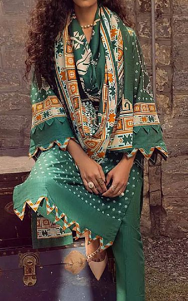 Gul Ahmed Forest Green Khaddar Suit | Pakistani Dresses in USA- Image 2