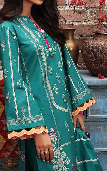 Gul Ahmed Teal Khaddar Suit | Pakistani Dresses in USA- Image 2