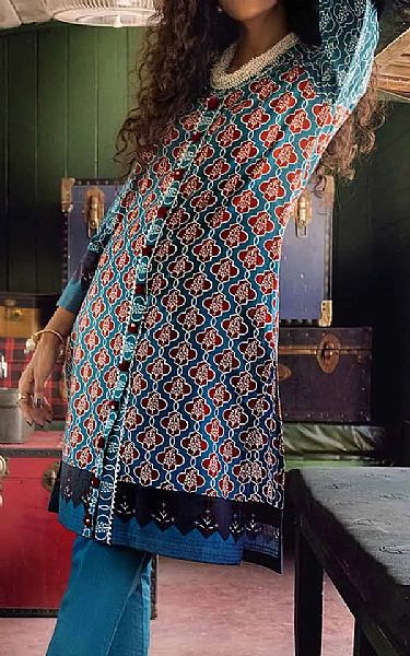Gul Ahmed Dark Turquoise Khaddar Suit | Pakistani Dresses in USA- Image 2