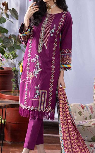 Gul Ahmed Egg Plant Cambric Suit | Pakistani Dresses in USA- Image 1