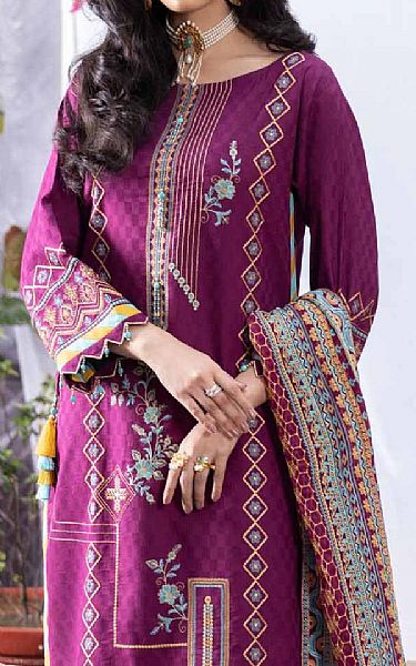 Gul Ahmed Egg Plant Cambric Suit | Pakistani Dresses in USA- Image 2