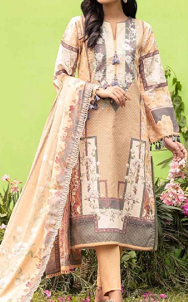 Gul Ahmed Tan Cambric Suit | Pakistani Dresses in USA- Image 1