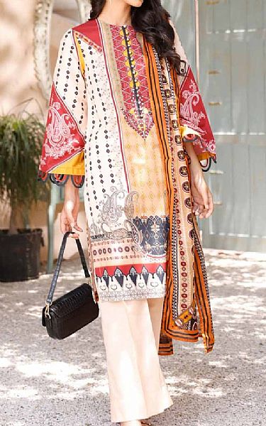 Gul Ahmed Ivory Cambric Suit | Pakistani Dresses in USA- Image 1