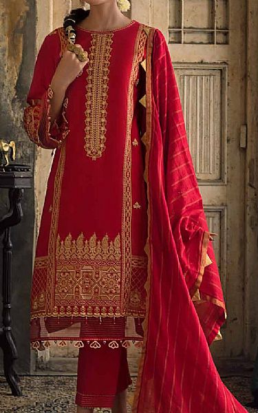 Gul Ahmed Scarlet Lawn Suit | Pakistani Dresses in USA- Image 1