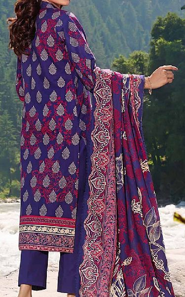 Gul Ahmed Blue Magenta Khaddar Suit | Pakistani Winter Dresses- Image 2