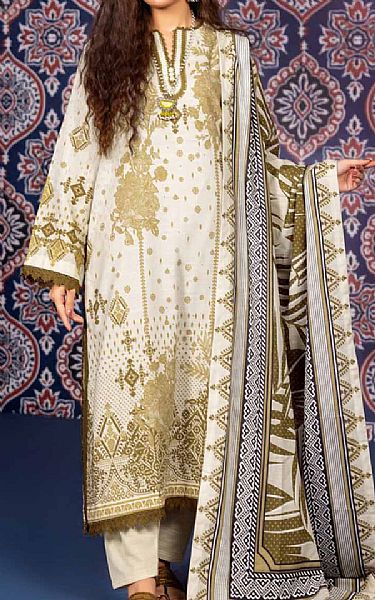 Gul Ahmed Off-white Khaddar Suit | Pakistani Winter Dresses- Image 1
