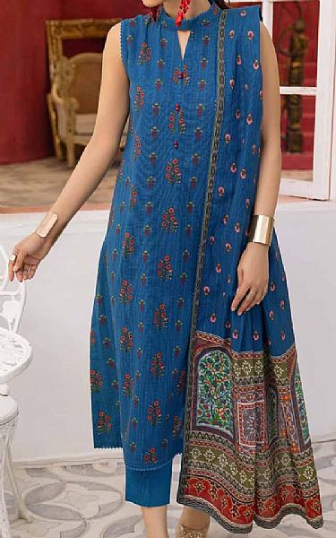 Gul Ahmed Blue Khaddar Suit | Pakistani Winter Dresses- Image 1