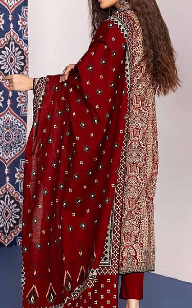 Gul Ahmed Maroon Khaddar Suit | Pakistani Winter Dresses- Image 2