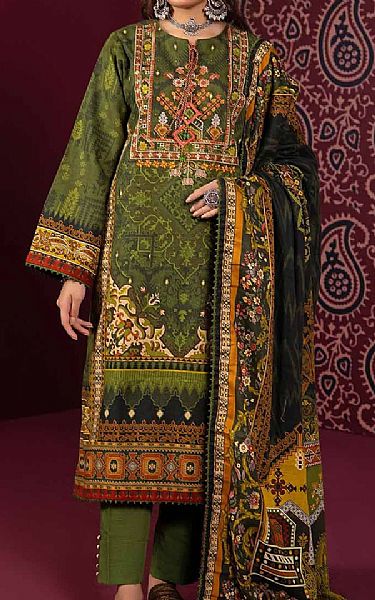 Gul Ahmed Green Khaddar Suit | Pakistani Winter Dresses- Image 1