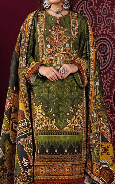 Gul Ahmed Green Khaddar Suit | Pakistani Winter Dresses- Image 2
