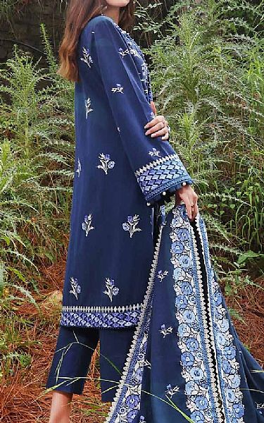 Gul Ahmed Navy Blue Yarn Dyed Suit | Pakistani Winter Dresses- Image 2