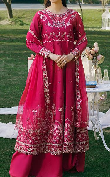 Garnet Hot Pink Lawn Suit | Pakistani Lawn Dress in USA- Image 1