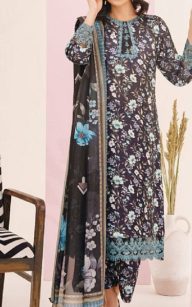 Garnet Black Crepe Suit | Pakistani Winter Dresses- Image 1