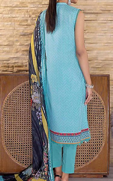 Gul Ahmed Light Turquoise Cambric Suit | Pakistani Winter Dresses- Image 2