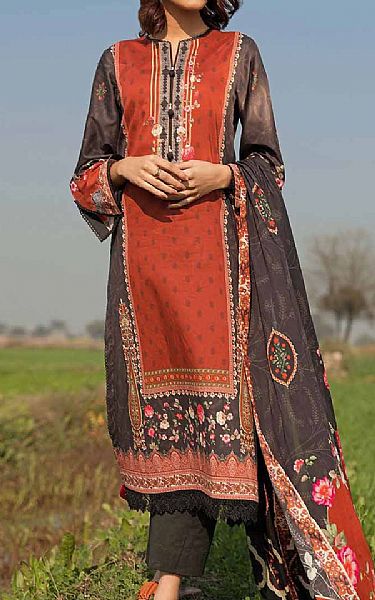 Gul Ahmed Black/Red Lawn Suit | Pakistani Lawn Suits- Image 1