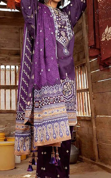 Gul Ahmed Violet Lawn Suit | Pakistani Lawn Suits- Image 1