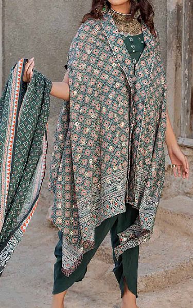 Gul Ahmed Dark Green Lawn Suit | Pakistani Lawn Suits- Image 1