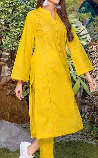 Gul Ahmed Golden Yellow Lawn Suit (2 Pcs) | Pakistani Lawn Suits- Image 1