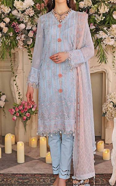 Baby Blue Chiffon Suit | Gul Ahmed Pakistani Chiffon Dresses