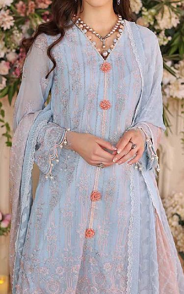 Baby Blue Chiffon Suit | Gul Ahmed Pakistani Chiffon Dresses