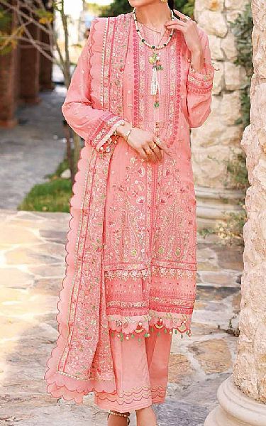 Gul Ahmed Tea Pink Chiffon Suit | Pakistani Embroidered Chiffon Dresses- Image 1